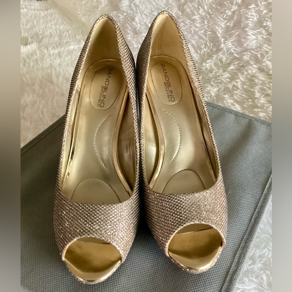 Elegant Gold Peep-Toe Heels